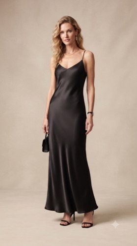 Satin Cowl-Back Dress